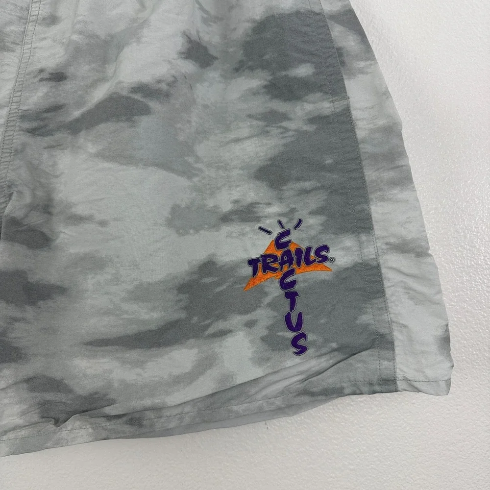 Cactus Jack Shorts Mens 2XL Gray Swim Trunks Trails Tie Dye Patches Beach 5.5